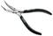 Szczypce z wygiętymi końcówkami i czarnymi uchwytami, odpowiednie do precyzyjnych prac rzemieślniczych lub technicznych.