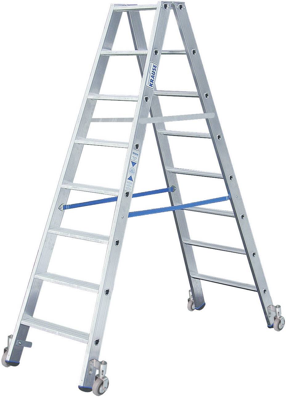Алюмінієві подвійні драбини зі сходами Krause 124845, портативні, максимальна робоча висота: 2,95 м, сріблясті, DIN EN 131, 10,3 к