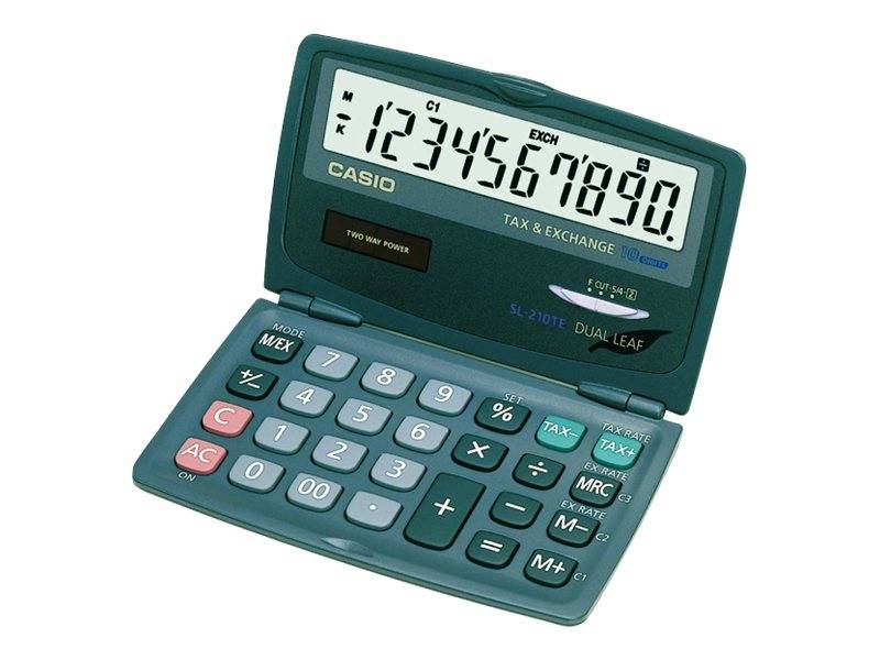 Casio SL-210TE Kalkulator kieszonkowy antracytowy Wyświetlacz: 10 energią słoneczną, bateryjne (S x W x G) 120 x 12.5 x -1