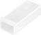 Biały, prostokątny element plastikowy z otwartym końcem, prawdopodobnie obudowa złącza lub przyłącze.