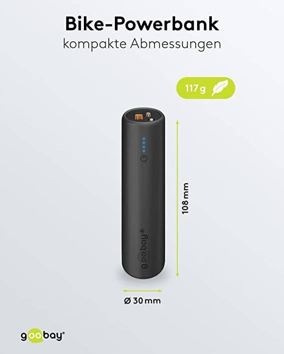 Powerbank Goobay Goobay 60656 Powerbank for Fahrrad 5000 mAh Bike Fahrradhalterung USB Buchse PD 5000 mAh Li-Ion