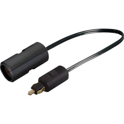 Kabel adapter: Wtyk do gniazda zapalniczki samochodowej z czarnym przewodem. Odpowiedni do podłączania urządzeń 12V w pojazdach.