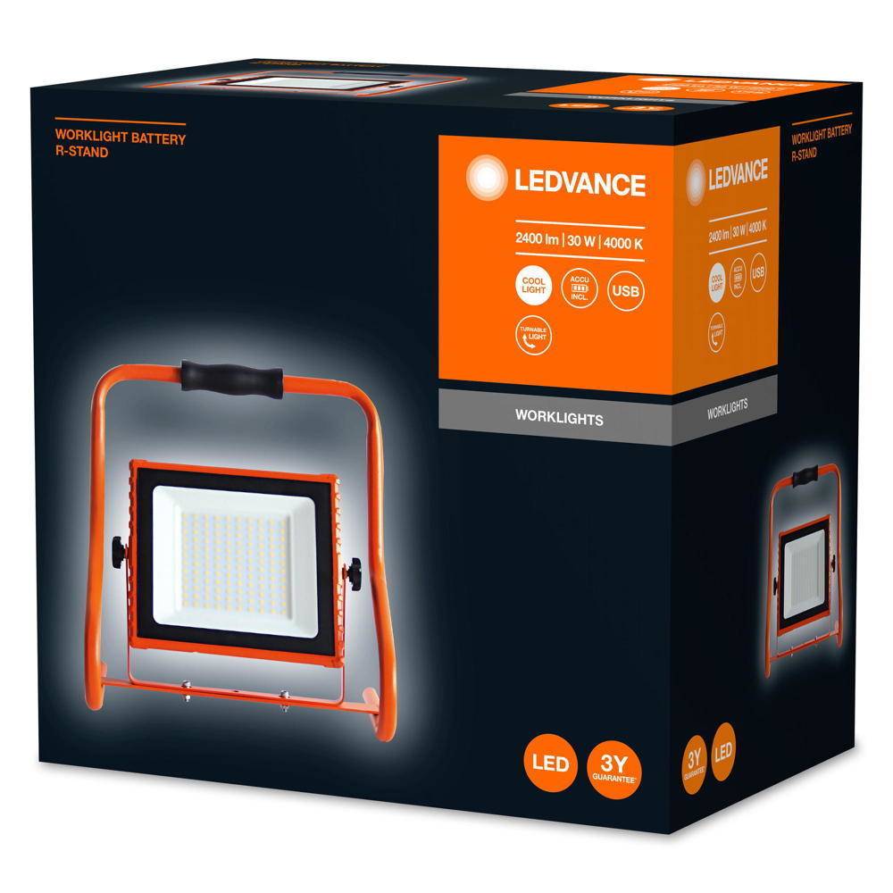 Reflektor roboczy LED LEDVANCE WORKLIGHTS BATTERY 30W 4058075576513 30 W 2400 lm zimna biel-2