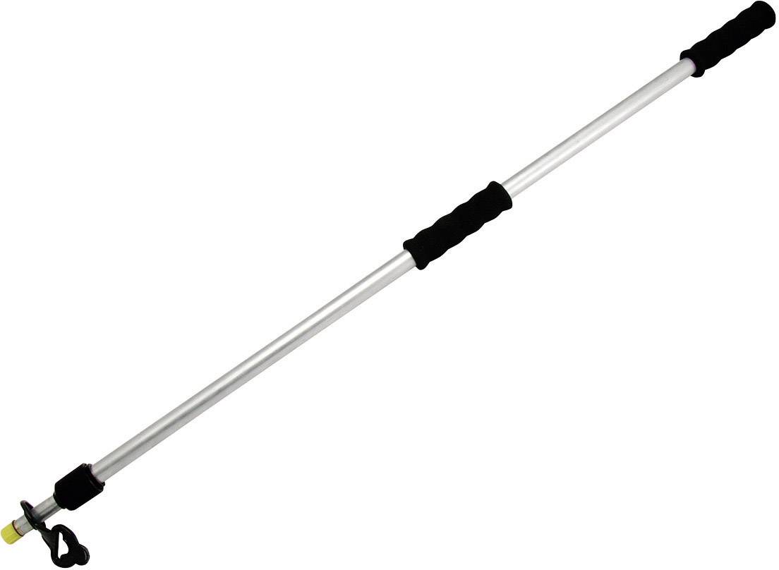 Srebrny wysuwany kij z czarnym uchwytem i pętlą na końcu. Używany do mocowania kamer lub jako selfie stick.