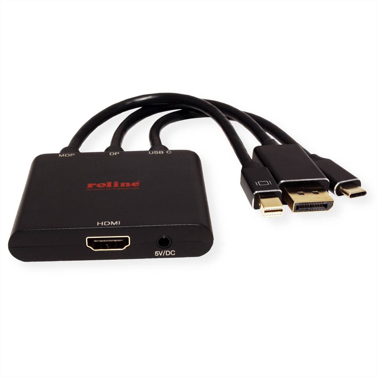 Roline Mini DisplayPort / HDMI adapter Złącze Mini DisplayPort, Gniazdo HDMI-A 0.15 m czarny 12.03.3139 Kabel DisplayPor-3