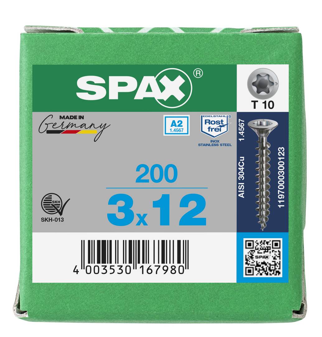 SPAX 880919209030012 R 88091 Senkkopf T-STAR Wkręt do drewna z łbem stożkowym 3 mm 12 mm Torx, Imbus okrągły 88091 stal -4