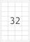Cyfra '32' napisana dużą czarną czcionką na środku siatki 4x5 pól na białym tle.