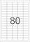 Arkusz z 80 prostokątnymi etykietami w ośmiu kolumnach i dziesięciu rzędach, przeznaczony do oznaczania produktów lub dokumentów.