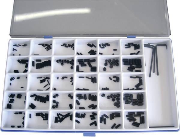 Wkręty dociskowe, DIN 913, DIN914, DIN 916, DIN 11, M2 - M6, zestaw, 306 szt.