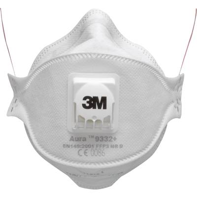 Maska przeciwpyłowa z wywietrznikiem 3M Aura™ 9332+ 7000088721, Klasa filtra: FFP3 D, 10 szt.