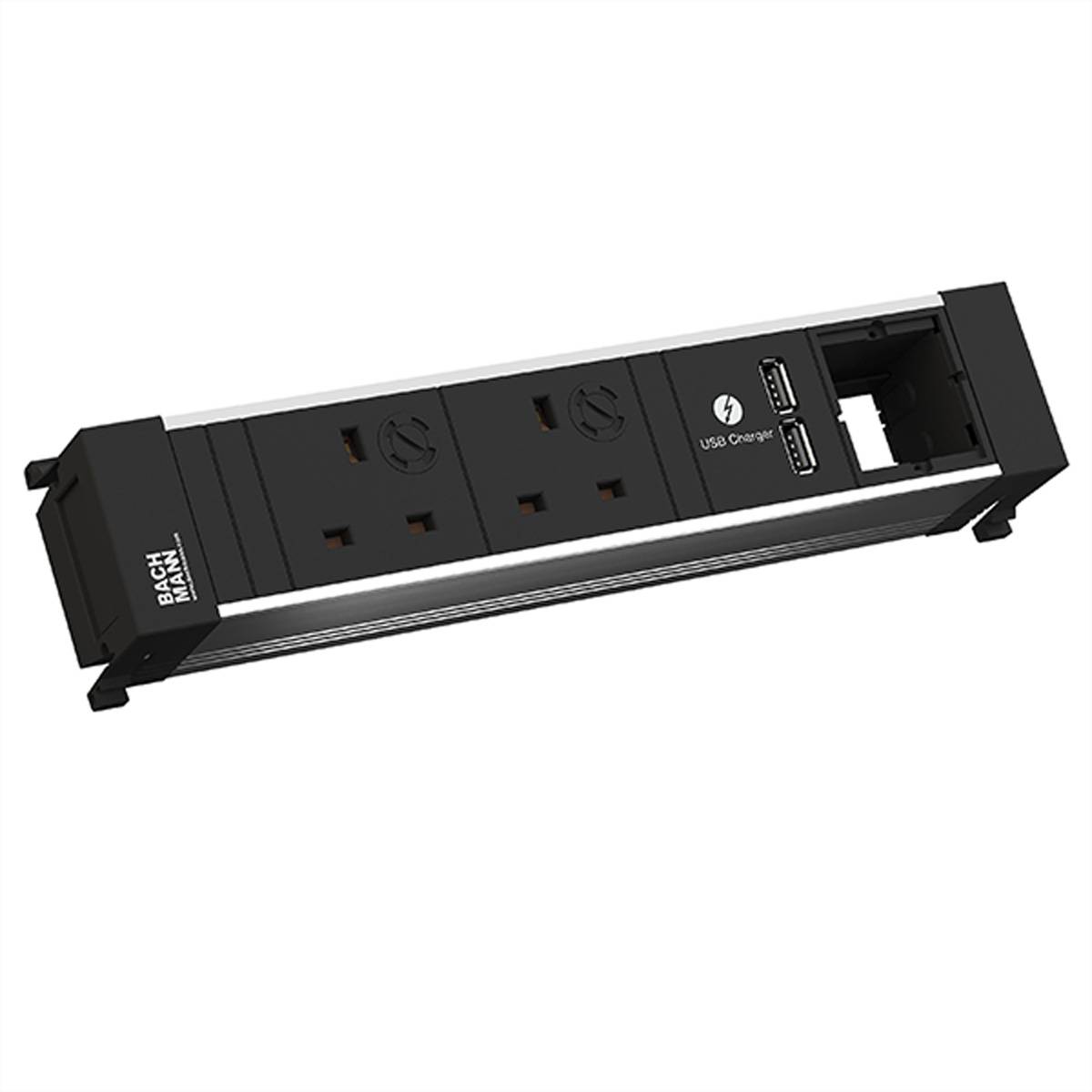 Bachmann 916.0519 Listwa zasilająca bez wyłącznika aluminiowy, czarny złącze GB-0
