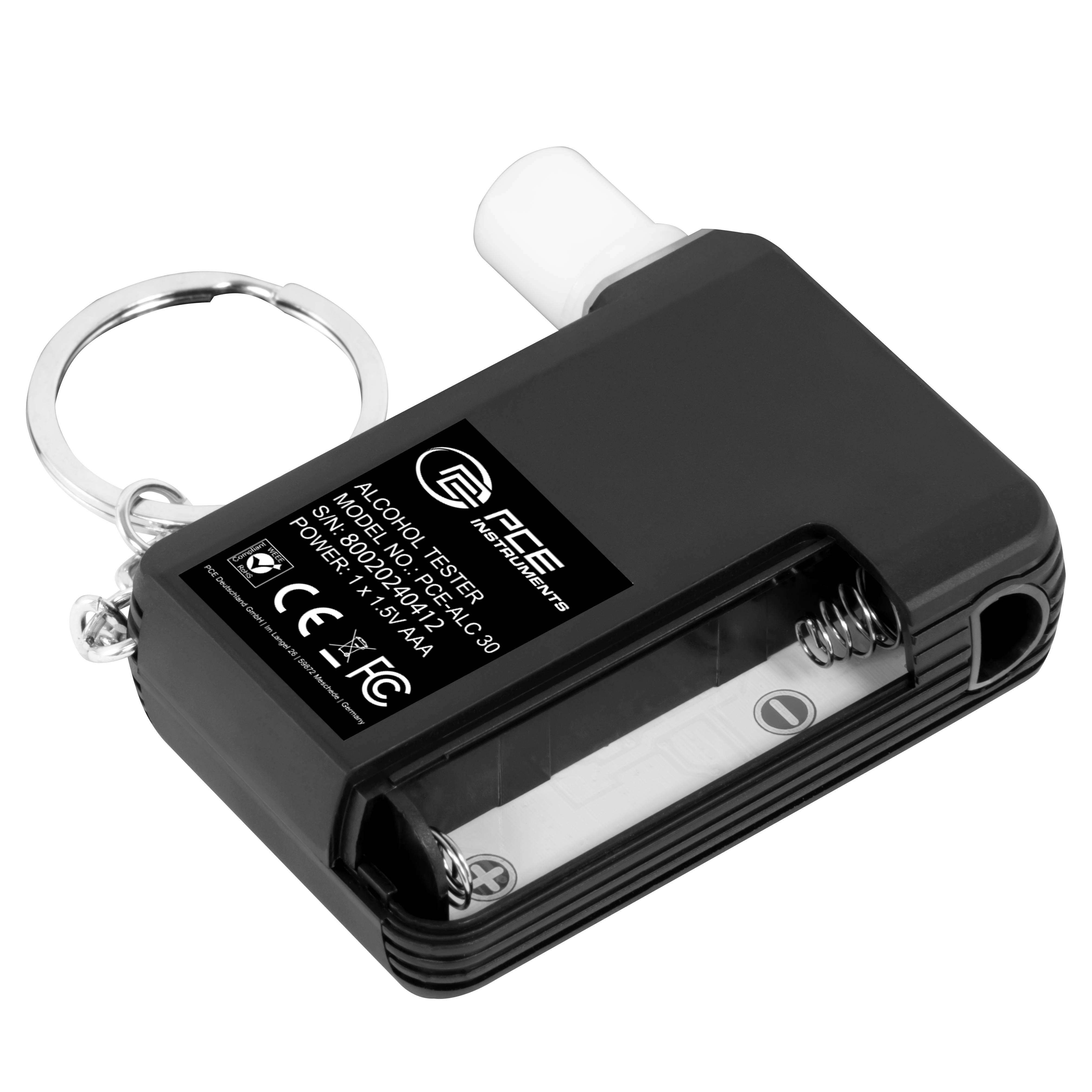 PCE Instruments Alkomat 0 do 2 mg/ml alarm, Zawiera wyświetlacz, Wskazania w różnych jednostkach-1