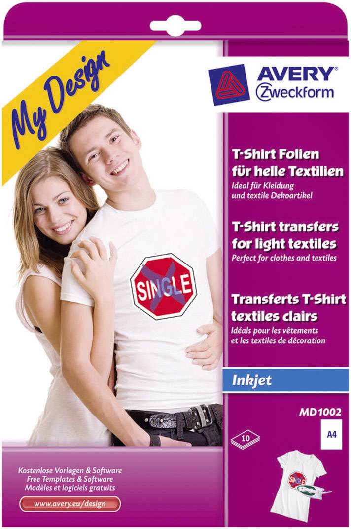 Струменева фольга для тексту Avery-Zweckform My Design T-Shirt MD1002, 10 аркушів