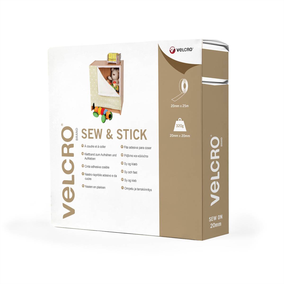 Taśma rzepowa VELCRO® Velcro VEL-EC60401, Weiß, 20 mm, 25 m, 1 Stück(e), Box VEL-EC60401, (D x S) 25 m x 20 mm, 1 szt.-0