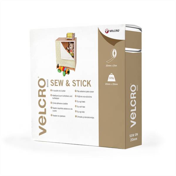 Taśma rzepowa VELCRO® Velcro VEL-EC60401, Weiß, 20 mm, 25 m, 1 Stück(e), Box VEL-EC60401, (D x S) 25 m x 20 mm, 1 szt.