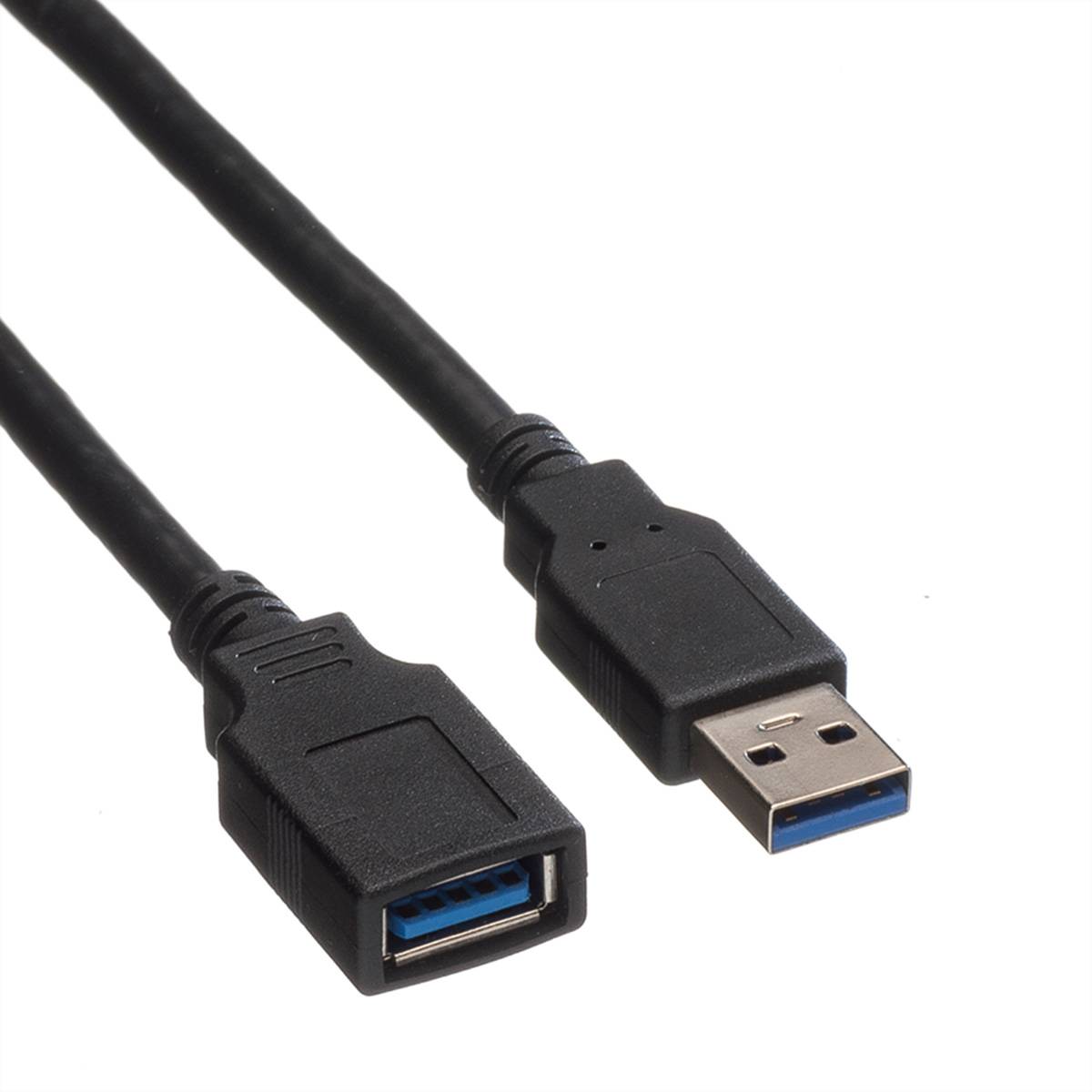 Roline Kabel USB USB 3.2 Gen1 Złącze męskie USB-A, Złącze żeńskie USB-A 1.80 m czarny ekranowanie 11.02.8978-1