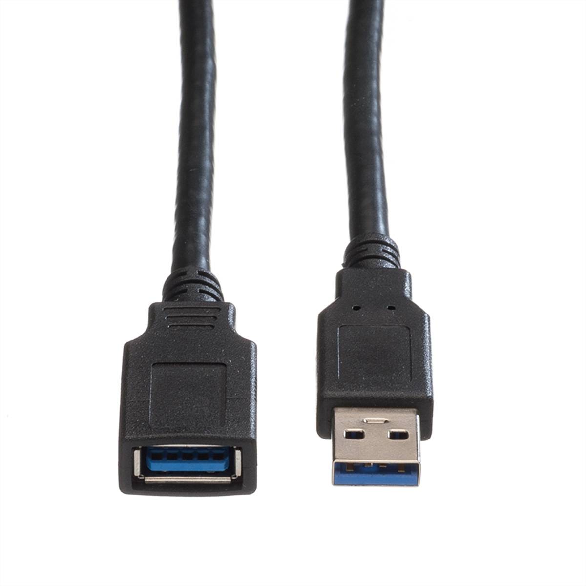 Roline Kabel USB USB 3.2 Gen1 Złącze męskie USB-A, Złącze żeńskie USB-A 1.80 m czarny ekranowanie 11.02.8978-2