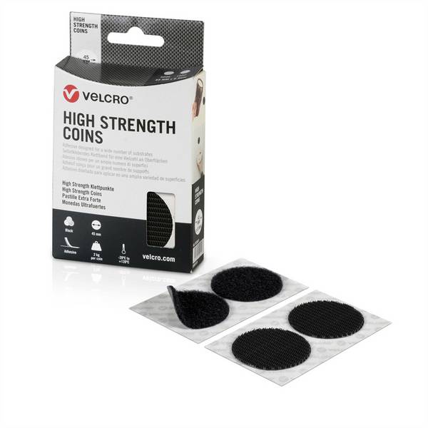 Zapięcie VELCRO® o wysokiej wytrzymałości, 6 punktów haczykowych, 6 punktów pętelkowych, rzep, średnica 45 mm, kolor czarny