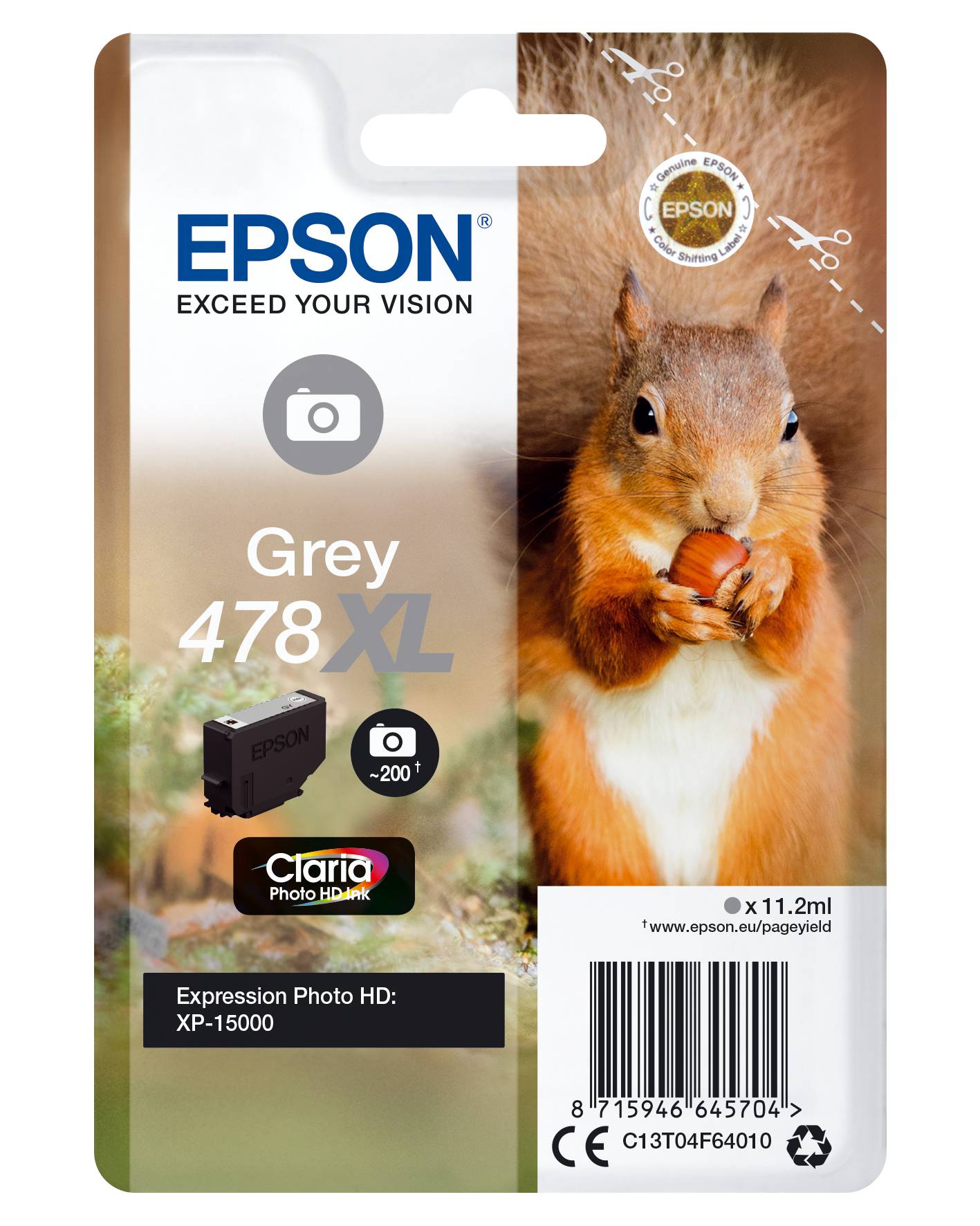 Epson atrament 478XL tusz oryginalny Szary C 13 T 04F64010-3