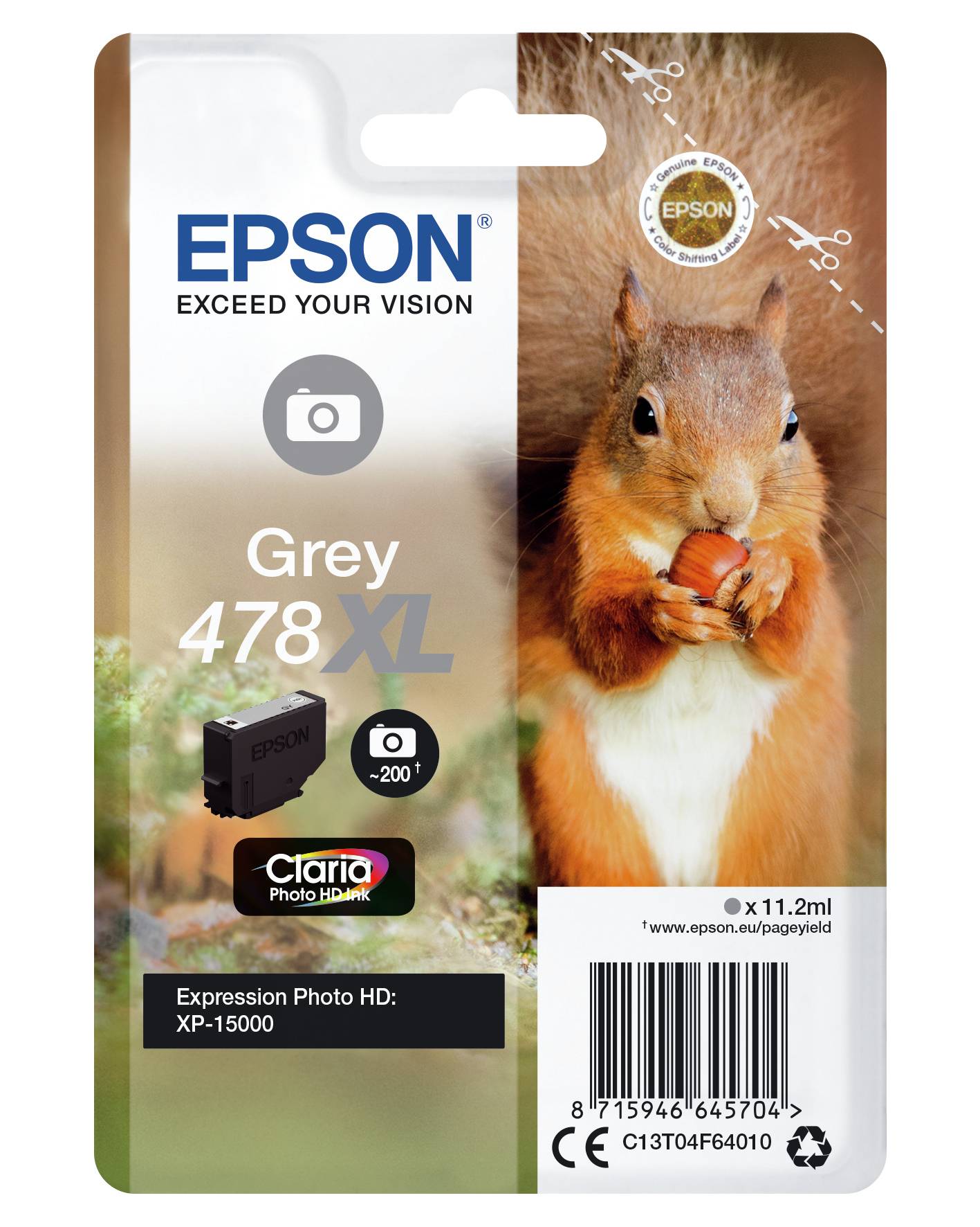 Epson atrament 478XL tusz oryginalny Szary C 13 T 04F64010-4