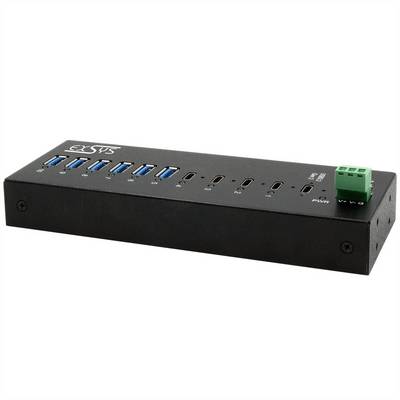USB-Hub Exsys EXSYS GmbH 10-Port USB 3.2 Gen 2x1 Metall HUB, 4x USB-C + 6x USB-A (EX-12280HMS) czarny-0
