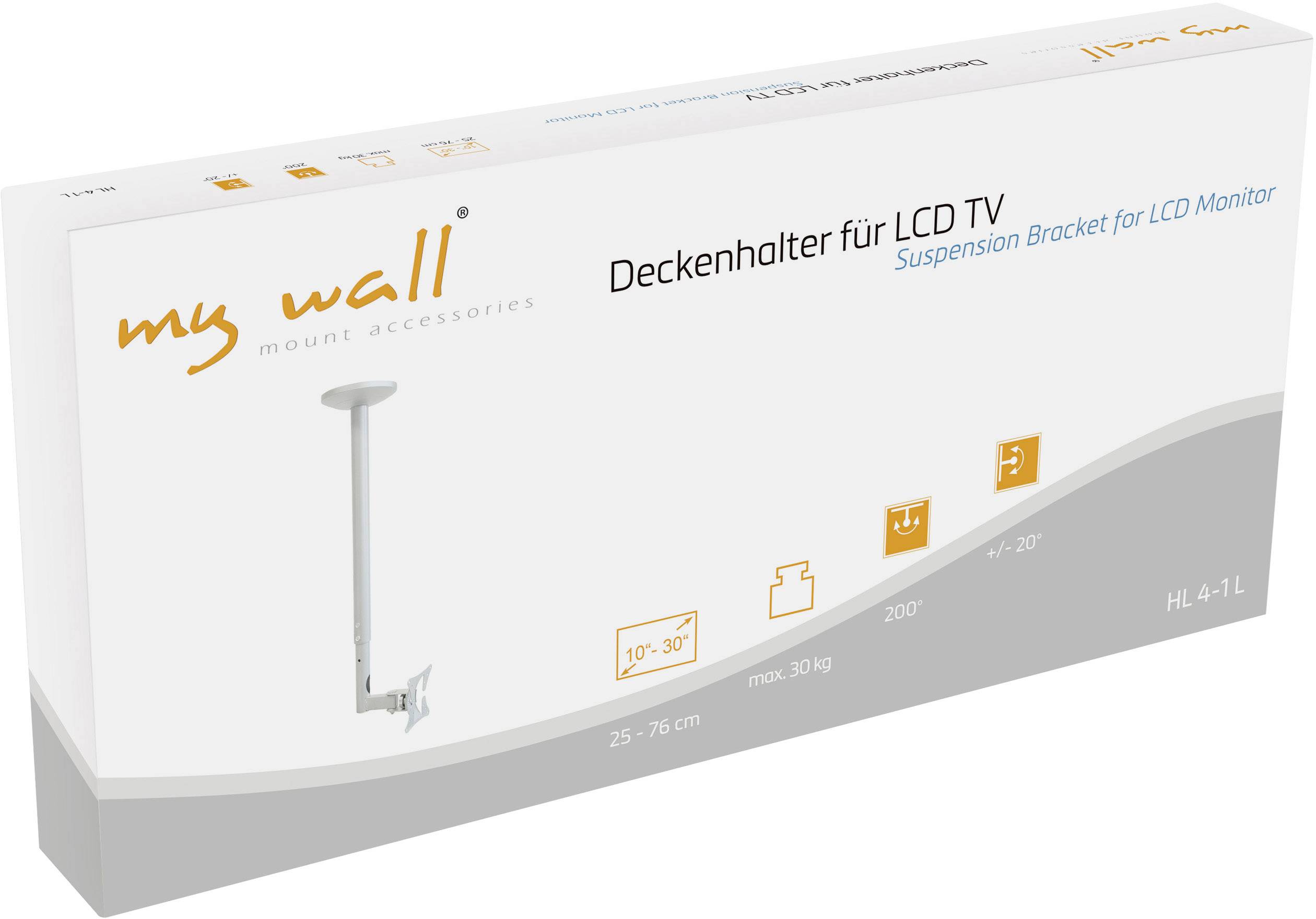 Uchwyt sufitowy do TV, LCD My Wall HL 4-1 L, Maks. udźwig: 30 kg, 25,4 cm (10") - 76,2 cm (30")-1