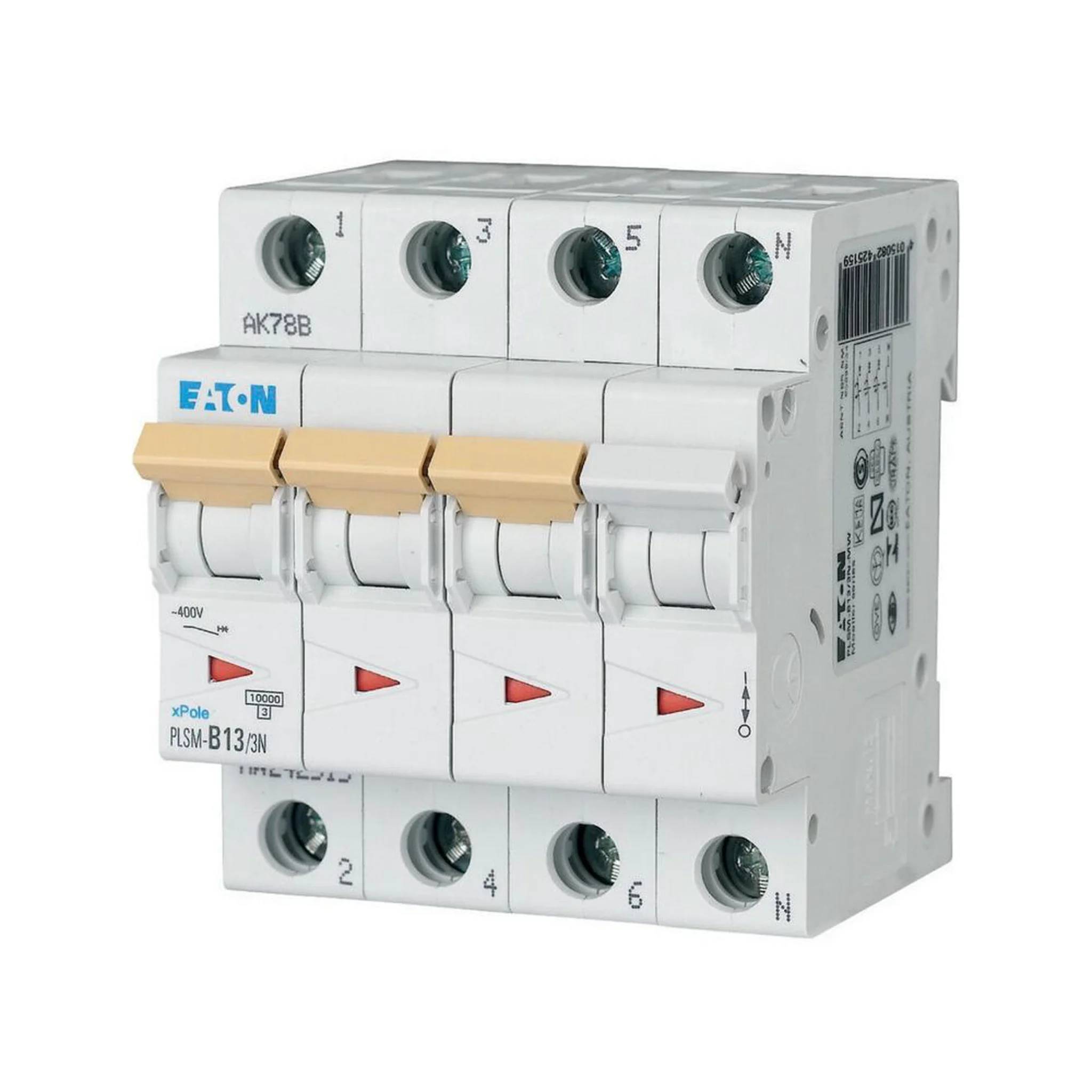 Eaton Y7-242541 PLSM-C13/3N-MW Wyłącznik automatyczny 3 styki 13 A 400 V/AC