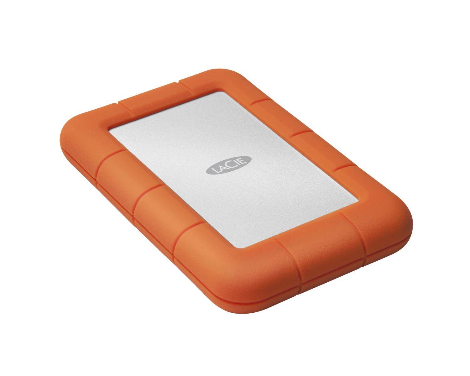 LaCie Rugged Mini 1 TB Zewnętrzny dysk twardy 6,35 cm (2,5'') USB 3.2 Gen 1 srebrny, pomarańczowy 301558-5