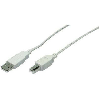 Biały kabel USB z standardowym złączem USB po jednej stronie i złączem kwadratowym po drugiej stronie.