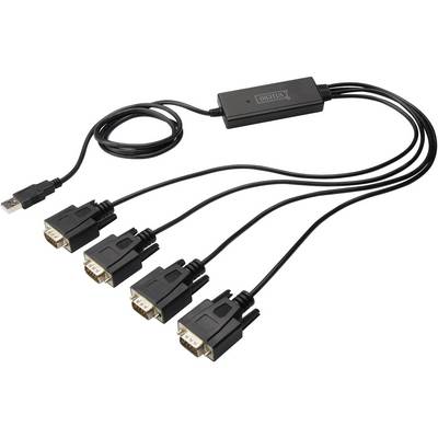 Adapter USB do 4 portów szeregowych z czterema wtykami RS232, przeznaczony do podłączenia wielu urządzeń szeregowych do jednego komputera.