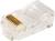 Przezroczysty wtyk RJ-45, używany do połączeń sieciowych Ethernet.