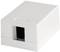 Biała wtyczka sieciowa z gniazdem przeznaczonym do podłączenia kabli Ethernet. Prostokątny kształt o prostej, gładkiej powierzchni.