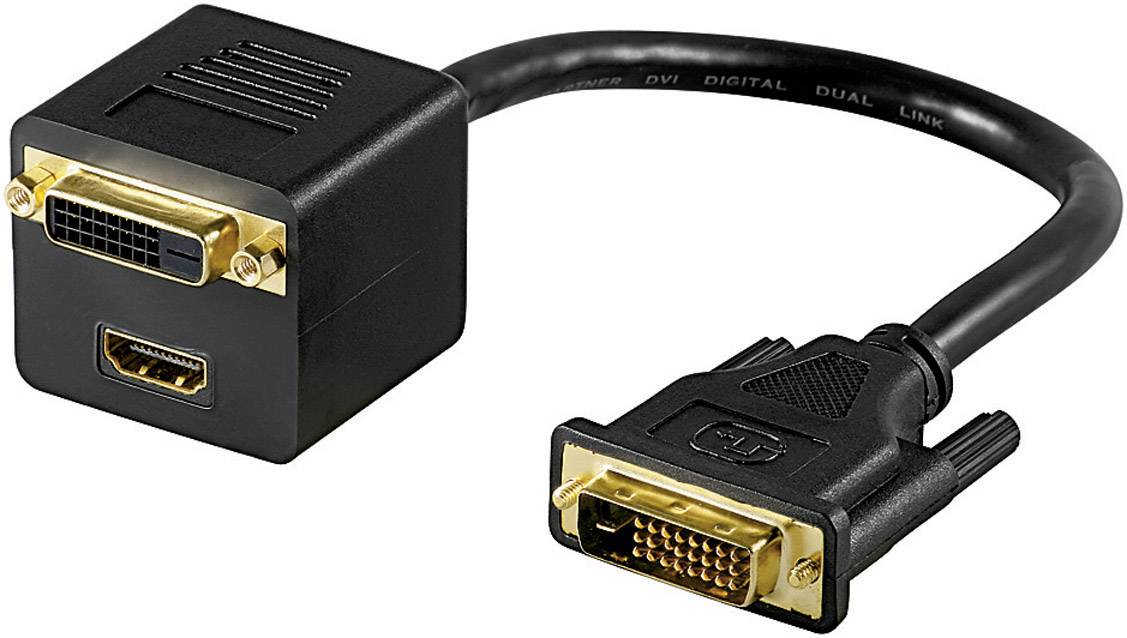 Rozdzielacz, adapter Y DVI, HDMI Goobay 68738 15 cm, [1x Złącze DVI 24