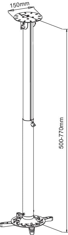 Стельове кріплення для проектора Manhattan 424851, регульована висота, нахил, поворот, максимальна відстань від стелі: 77 см, 15 к