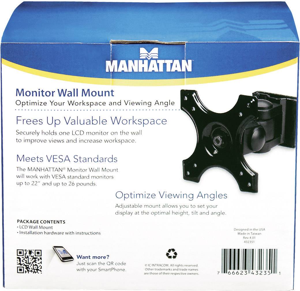 Uchwyt ścienny do monitora Manhattan oferuje rozwiązanie, które pozwala zaoszczędzić miejsce i poprawić kąt widzenia.
