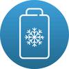 Symbol płatka śniegu w pojemniku na niebieskim tle, symbolizujący chłodzenie lub lodówkę.