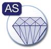 Stylizowany diament w kole, powyżej skrót 'AS'.