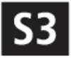 Czarny kwadrat z białym napisem S3 pośrodku.