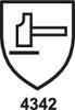 Piktogram przedstawia tarczę ochronną z młotkiem w środku oraz numerem '4342' u dołu.