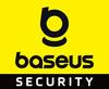 Logo Baseus Security z dużym symbolem 'b' na żółtym tle, poniżej tekst 'baseus' i 'SECURITY' w kolorze czarnym.