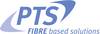 Logo firmy PTS z hasłem 'FIBRE based solutions' w niebieskim kolorze.