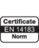 Tarcza/Tabliczka wskazuje certyfikat normy EN 14183