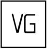 Obraz przedstawia kwadratowe logo z literami 'VG' w nowoczesnym stylu pisma, ujętymi w cienką czarną ramkę.