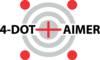 Logo z tekstem '4-DOT AIMER' nad celownikiem. Cztery niebieskie punkty otaczają krzyż w narożnikach.