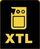 Stylizowany żółty symbol na czarnym tle przedstawia przenośne urządzenie z dwoma symbolami gwiazd powyżej, nad którymi widnieje napis 'XTL'.