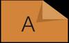 Pomarańczowa kartka z zagiętym górnym prawym rogiem przedstawia czarną literę 'A' w centrum.