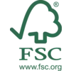 Logo FSC z kształtem drzewa i adresem URL www.fsc.org.