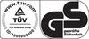 Logo certyfikatu TÜV Rheinland GS z napisem 'sprawdzone bezpieczeństwo' oraz stroną internetową 'www.tuv.com'.