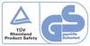 Logo 'GS gwarantowane bezpieczeństwo' oraz tekst 'TÜV Rheinland Bezpieczeństwo Produktu' sygnalizują sprawdzone bezpieczeństwo produktu.