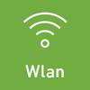 Zielona ikona z symbolem WiFi nad słowem 'Wlan', wskazująca na sieć bezprzewodową.